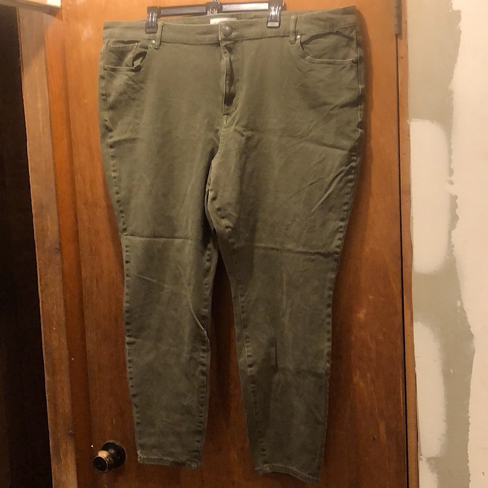 Plus size olive green jeans